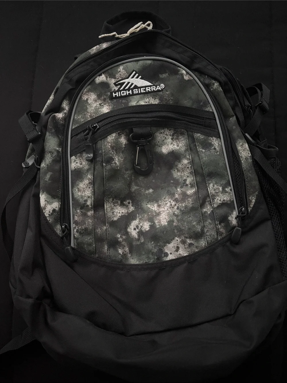 High Sierra Black and Gray Camo Backpack